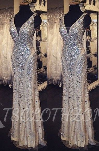 Luxurious Sheath Rhinestones Formal Occasion Dress New Floor Length Evening Gown