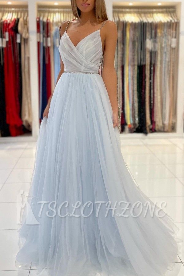Light Blue Long Sling Simple Evening Dress | Long Prom Dresses Cheap
