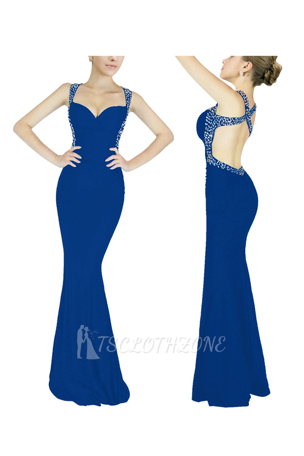 Ceci | Criss-cross Back Mermaid Prom Dress with Beaded Straps