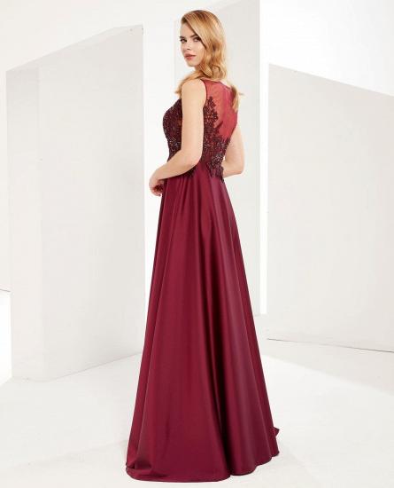 Elegant Burgundy Sleeveless Satin Long Evening Party Dress_3