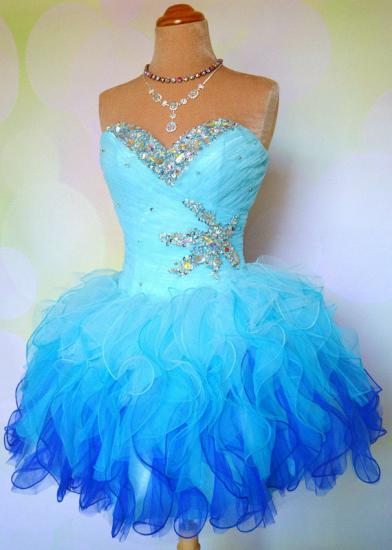Sweetheart Organza Crystal Mini Homecoming Dresses Cute Multi-Coloured Short Party Dress with Beadings_2