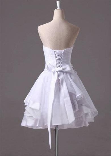 White Sweetheart Ruffles Mini Wedding Dress Latest Organza Short Summer Bridal Gowns_3