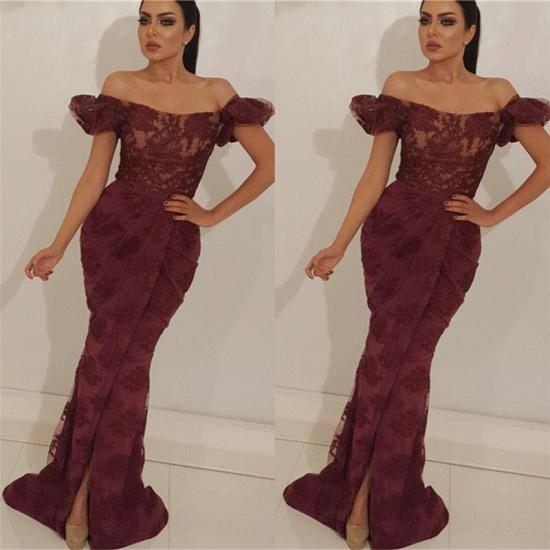 Glamorous Off the Shoulder Lace Prom Dress | Charming Mermaid Front Slit Long Prom Dress_2