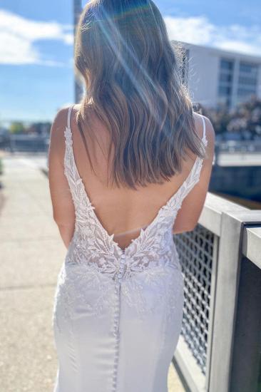 Spaghettiträger-Spitzen-Hochzeitskleid mit Herzausschnitt | Meerjungfrau-Halter-Hochzeitskleid_2