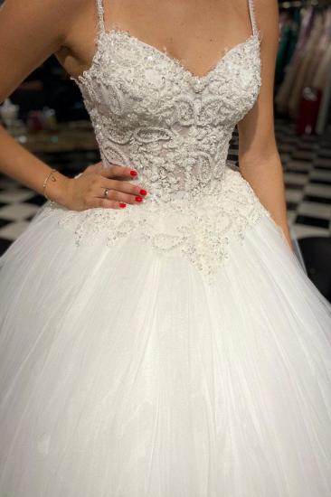 Gorgeous Spaghetti Straps A-line Ball Gown Sleeveless Wedding Dress