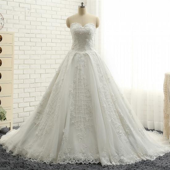 TsClothzone Glamorous Sweetheart A-line Tulle Wedding Dresses With Appliques White Ruffles Lace Bridal Gowns  Online_7