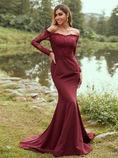 Designer Evening Dress Long Burgundy | Lace Sleeves_3
