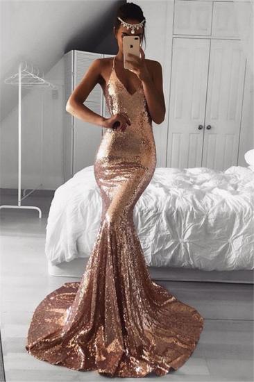 Sexy Sequined Mermaid Prom Dreses 2022 | V-Neck Sleeveless Evening Dress