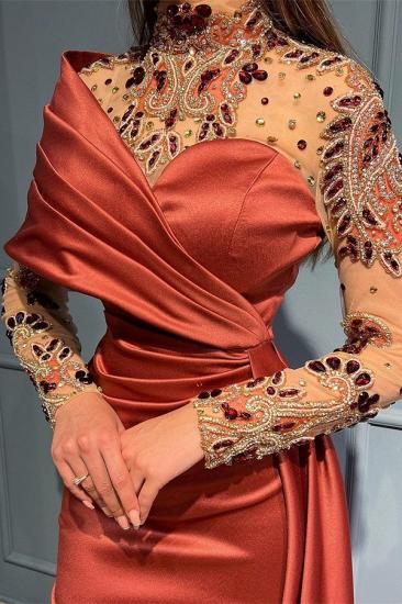 Red evening dresses with sleeves | Prom dresses long glitter_2