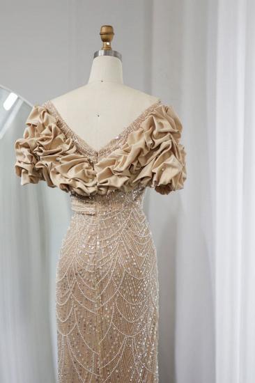 Luxury Dubai Off-the-Shoulder Mermaid Sage Evening Dresses Side Slit Glitter Beading Party Dress_7