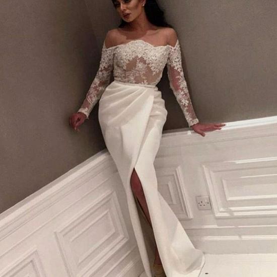 Long Sleeve Evening Gowns 2022 Lace Split Formal Dresses_3