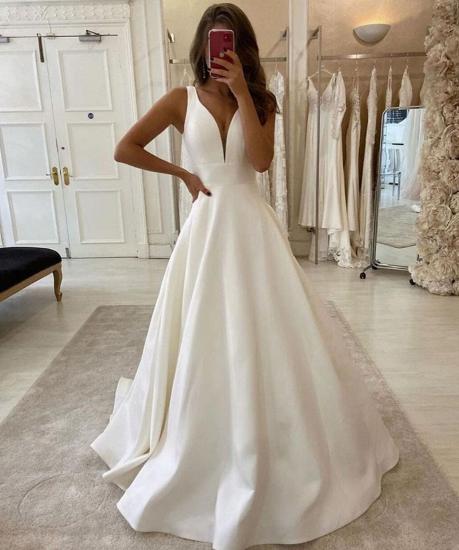 A-line Wedding Dress Double V-Neck Bridal Gowns_2