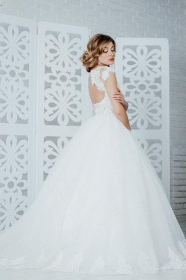Beautiful A-Line Tulle Lace Ball Gown Wedding Dress Short Sleeve Popular Plus Size Bridal Gown_2