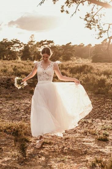 Stylish Sleeveless V-Neck Aline Lace Wedding Dress