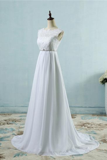 Chic A-line Lace Chiffon Floor Length Wedding Dress_4