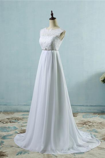 TsClothzone Gorgeous Jewel Chiffon Ruffles Lace Wedding Dress White Appliques Beadings Bridal Gowns with Sash_4