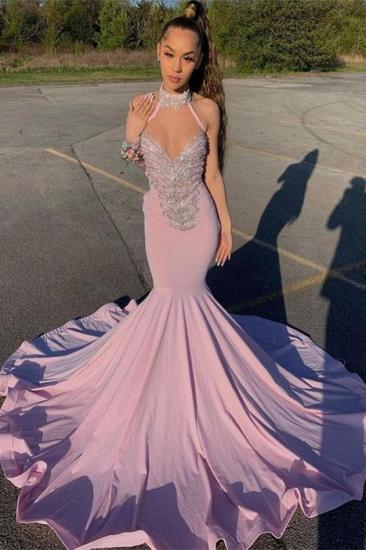 Elegant sweetheart Pink sequined mermaid prom dress_1