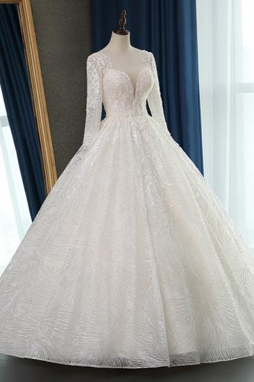 TsClothzone Glamorous Ballkleid Juwel Applikationen Brautkleid mit langen Ärmeln Brautkleider Online_5