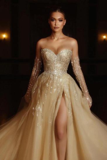 Beautiful wedding dresses with glitter | Wedding dresses A line lace_2
