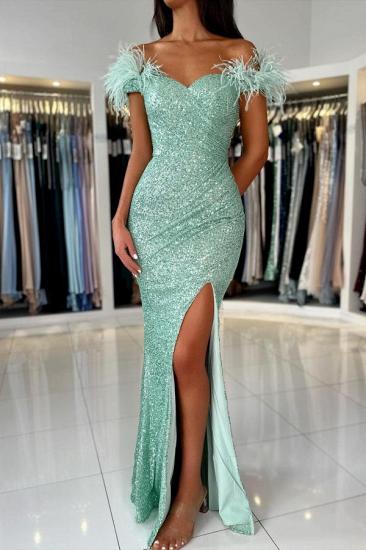 Mint evening dresses long glitter | Prom dresses evening wear cheap_5