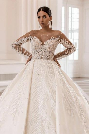 Luxuriöses langärmliges Brautkleid in A-Linie_1