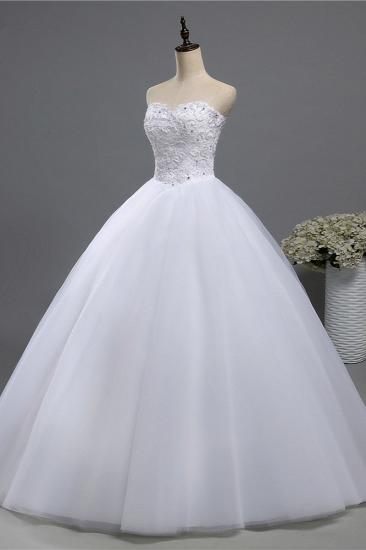 TsClothzone Chic Strapless Sweetheart Tulle Lace Wedding Dresses Sleeveless Appliques Bridal Gowns with Beadings_4