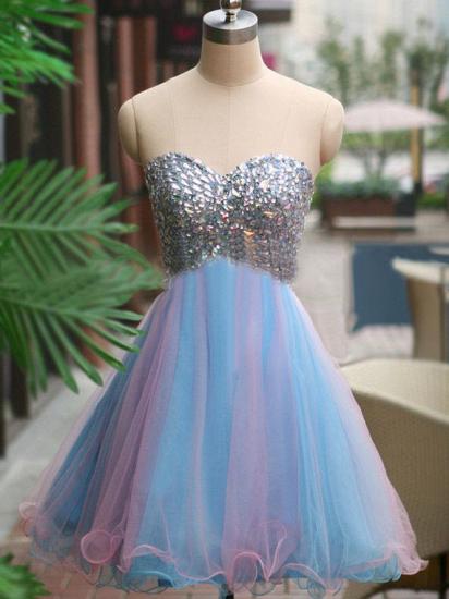 A-Line Crystal Sweetheart 2022 Homecoming Dresses Latest Sleeveless Mini Cocktail Gowns