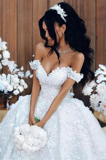 Off The Shoulder Appliques Luxury Wedding Dresses Princess Ball Gown Sexy Bride Dress 2022