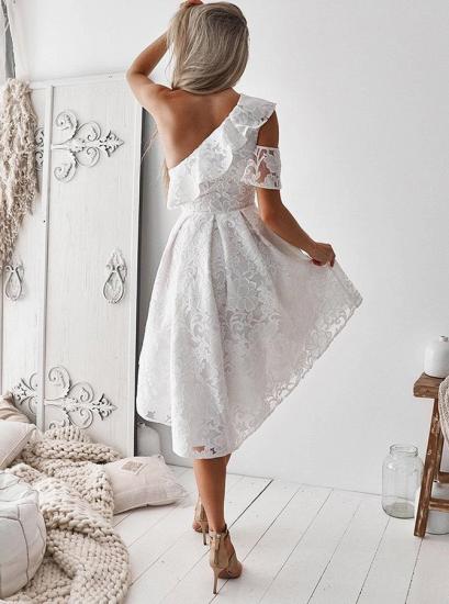 Elegant One Shoulder Lace Short Homecoming Dresses | 2022 Hi-Lo Cheap Hoco Dress_5