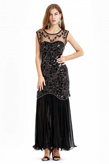 Beautiful Cap sleeves Long Black Cocktail Dresses | Shining Sequined Dress_2