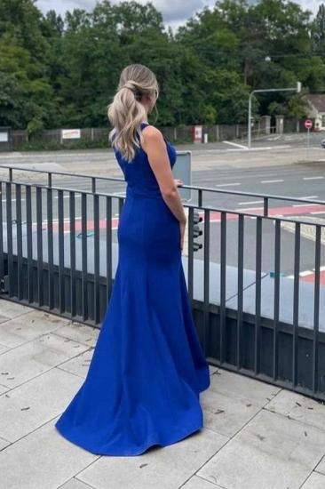 Simple Sleeveless King Blue Floor Length Side Slit Evening Dress | Prom dresses long cheap_2