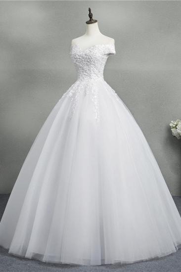 TsClothzone Stunning Off-the-Shoulder Sweetheart Wedding Dresses Short Sleeves Lace Appliques Bridal Gowns On Sale_4