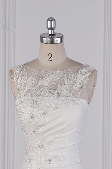 TsClothzone Gorgeous Jewel Meerjungfrau Satin Brautkleid Ärmellos Rüschen Applikationen Perlenstickerei Brautkleider Online_5