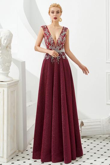 Caitin Catherine | Sexy V-neck Burgundy Sparkle Prom Dresses, Custom made Sleeveless Backless Evening Gowns_6