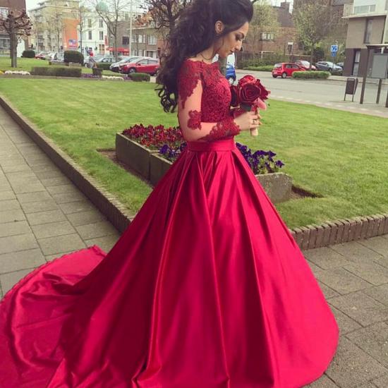 Red Long Sleeves Off Shoulder Evening Dresses | 2022 Elegant Appliques Ball Formal Dress_3