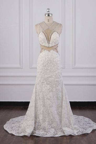 TsClothzone Gorgeous Sleeveless Lace Beadings Wedding Dress Appliques Rhinestones Bridal Gowns Online_1