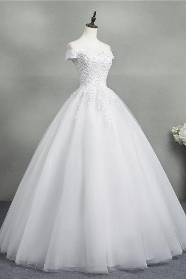 TsClothzone Stunning Off-the-Shoulder Sweetheart Wedding Dresses Short Sleeves Lace Appliques Bridal Gowns On Sale_7