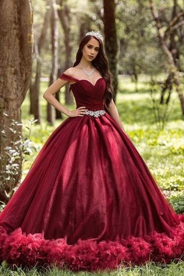Burgundy Wedding Dress Princess A-line Velvet Off Shoulder Ball Gown