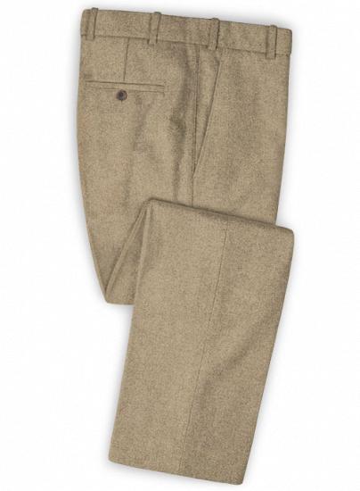 Hellbrauner Tweed-Anzug mit fallendem Revers ｜ zweiteiliger Anzug_3