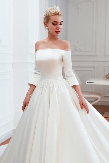 2/3 Langarm Ballkleid Weiß Brautkleid mit weichen Falten | Einfache Luxus-Brautkleider für die Winterhochzeit_11
