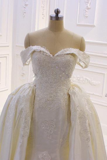 Sweetheart Lace Appliques Off-the-Shoulder Detachable Train Wedding Dress_2