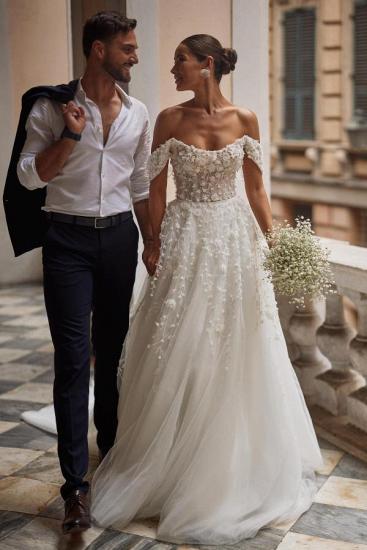 Fashion wedding dresses A line | Tulle wedding dresses with lace_1