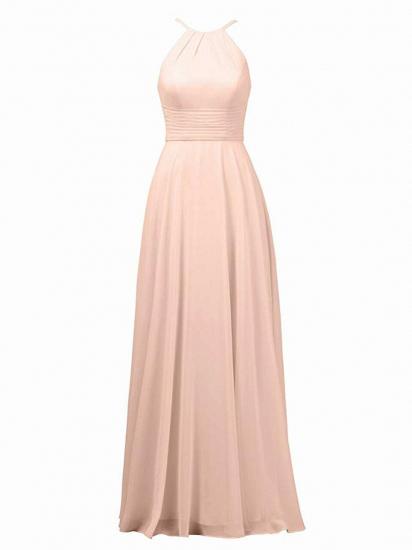Jewel Pink  A-Line Party Long Bridesmaid Dress