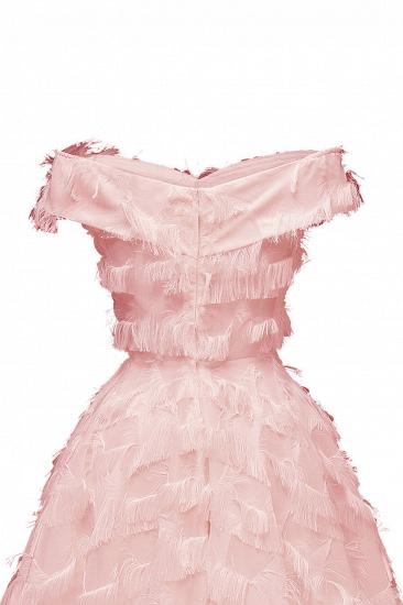 Sexy off-the-shoulder Artifical Feather Princess Vintage Homecoming Dresses | Womens Retro A-line Pink Cocktail Dress_11