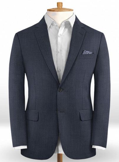 Steel blue notched lapel wool suit | two-piece suit_2