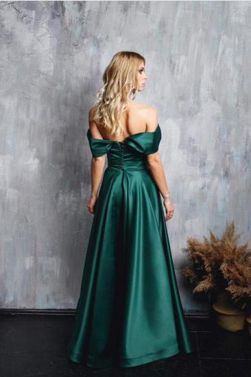 Charming Green Off the Shoulder Strapless Stretch Satin A-line Floor Length Prom Dress_2