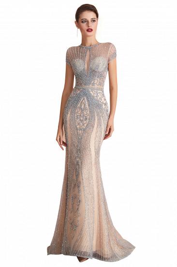 Chloe | Luxury Dark Navy Cap Sleeve Key hole Sparkle Prom Dress Online, Beautiful Champange Dresses for Evening Party_2