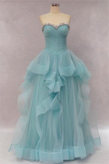 Tiered Pleats Sweetheart Prom Dresses Rhinestone Floor Length Sleeveless 2022 Evening Dresses