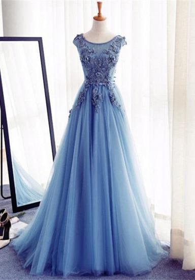 Elegant Illusion Sleeveless Lace Appliques A-line Lace-up Prom Dress_3