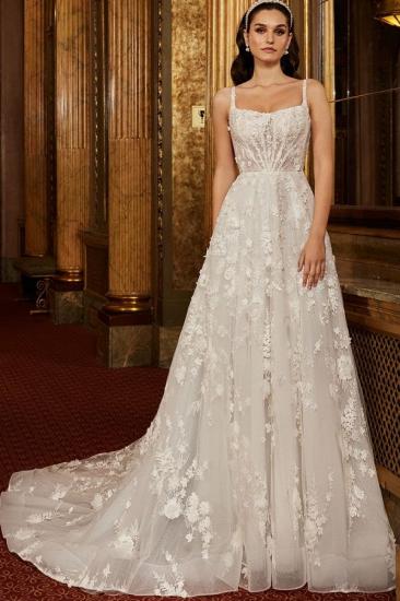 Sweetheart sleeveless lace wedding dress_1
